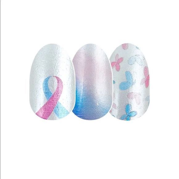 Color Street |  Never Forgotten pink & blue butterfly watercolor shimmer nails - Picture 5 of 10
